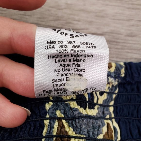 Fata Morgana Dress Womens Medium Navy Blue Maxi A Line Sleeveless African Print - Picture 9 of 12